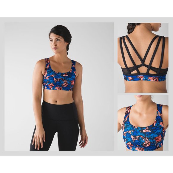 Lululemon Athletica Energy Sports Bra Exhale Mini Paint Storm Sz 2 Blue Multi - Picture 1 of 11